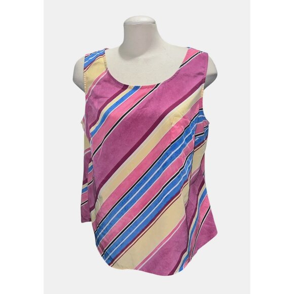 Croft & Barrow Womens Sz XL Sleeveless Multicolor Striped Tank Top Blouse - Picture 1 of 11